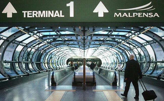 Flughafen Malpensa Mailand. Ausgang Terminal 1