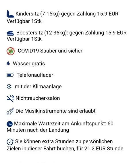 Fragment der Liste der Auftragsübertragungsoptionen.